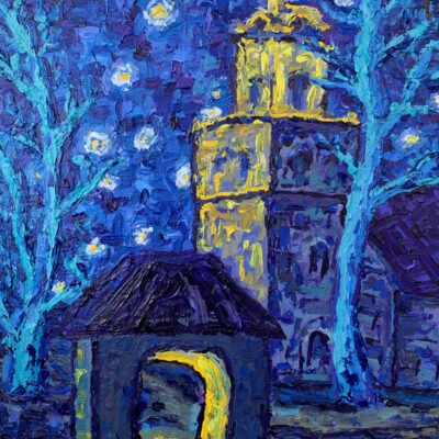 Starry Night at Church of the Holy Cross in Rauma, 40 x 30cm