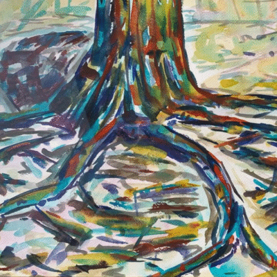 Treetrunk in Anja’s Garden, 30 x 40 cm