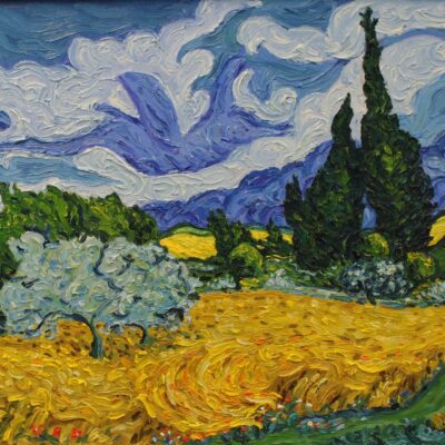 After Van Gogh, Wheat field with Cypresses, 50 x 69 cm