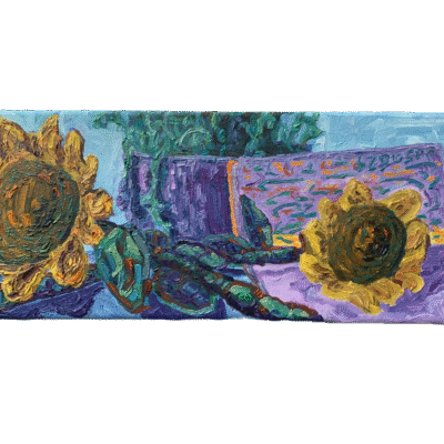 Still life with sunflowers, 20 x 50 cm